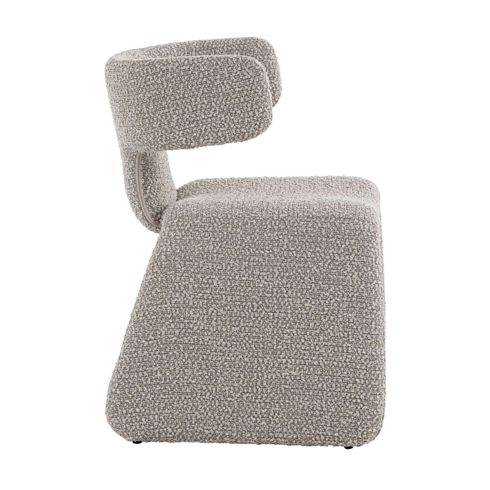 Benjara Cid Fiu 22 Inch Dining Chair, Curved Wingback, Textured Off White Polyester