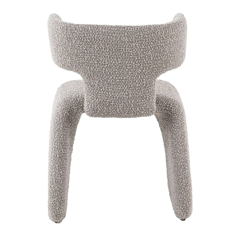 Benjara Cid Fiu 22 Inch Dining Chair, Curved Wingback, Textured Off White Polyester
