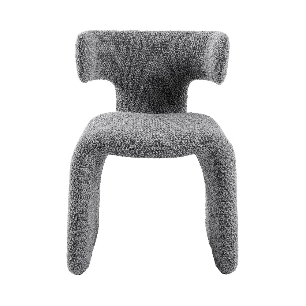 Benjara Cid Fiu 22 Inch Dining Chair, Curved Wingback, Gray Textured Polyester