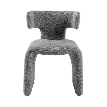 Benjara Cid Fiu 22 Inch Dining Chair, Curved Wingback, Gray Textured Polyester