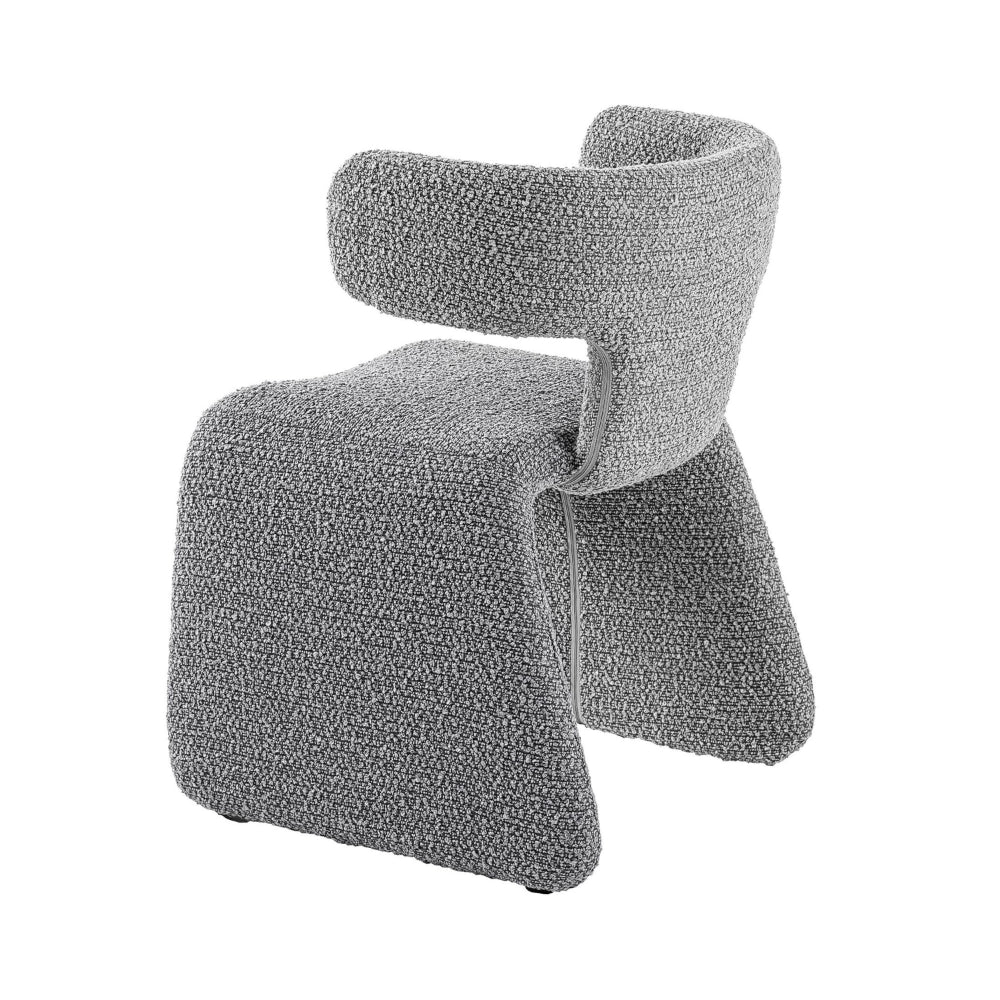 Benjara Cid Fiu 22 Inch Dining Chair, Curved Wingback, Gray Textured Polyester