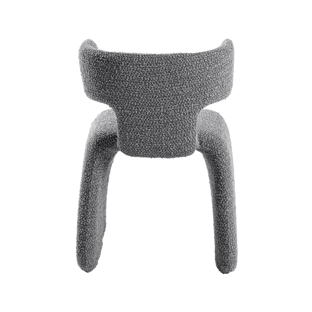 Benjara Cid Fiu 22 Inch Dining Chair, Curved Wingback, Gray Textured Polyester
