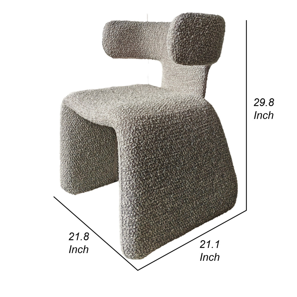 Benjara Cid Fiu 22 Inch Dining Chair, Curved Wingback, Gray Textured Polyester