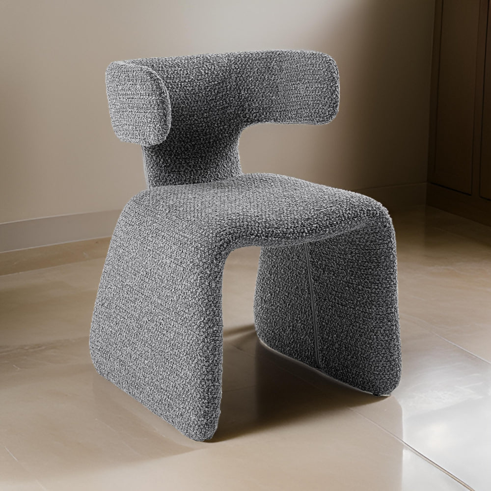 Benjara Cid Fiu 22 Inch Dining Chair, Curved Wingback, Gray Textured Polyester