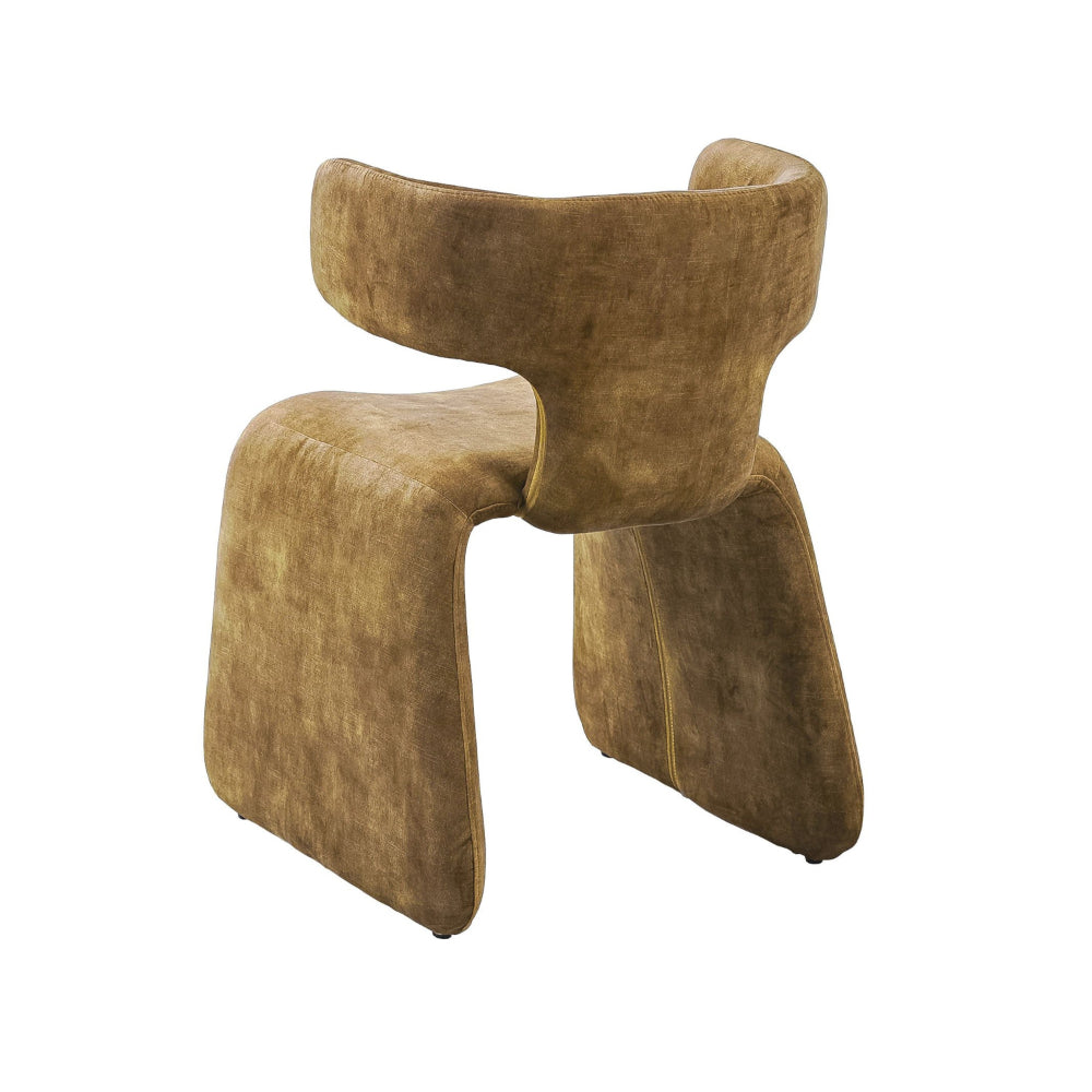 Benjara Cid Fiu 22 Inch Dining Chair, Curved Wingback, Brown Textured Polyester