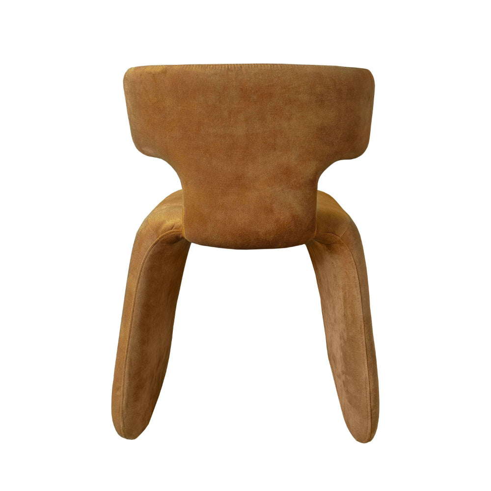 Benjara Cid Fiu 22 Inch Dining Chair, Curved Wingback, Brown Textured Polyester