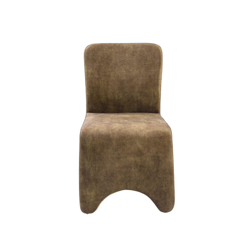 Benjara Cid Lou 19 Inch Side Dining Chair Set of 2, Brown Polyester, Panel Frame