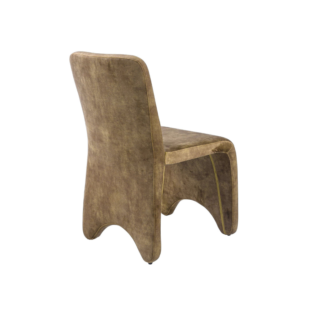 Benjara Cid Lou 19 Inch Side Dining Chair Set of 2, Brown Polyester, Panel Frame