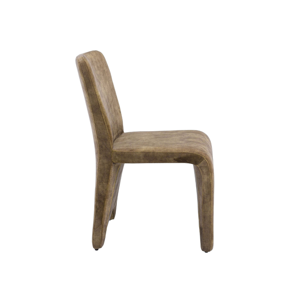 Benjara Cid Lou 19 Inch Side Dining Chair Set of 2, Brown Polyester, Panel Frame