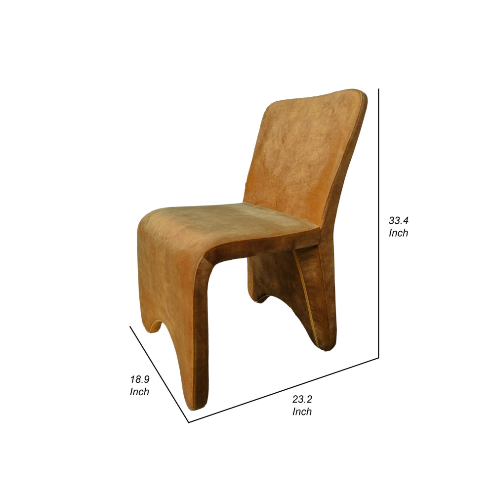 Benjara Cid Lou 19 Inch Side Dining Chair Set of 2, Brown Polyester, Panel Frame