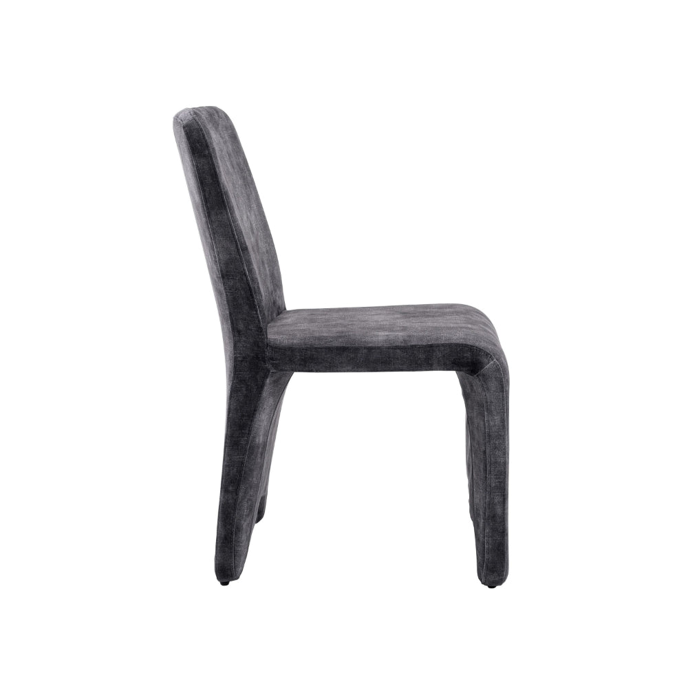 Benjara Cid Lou 19 Inch Side Dining Chair Set of 2, Gray Polyester, Panel Frame