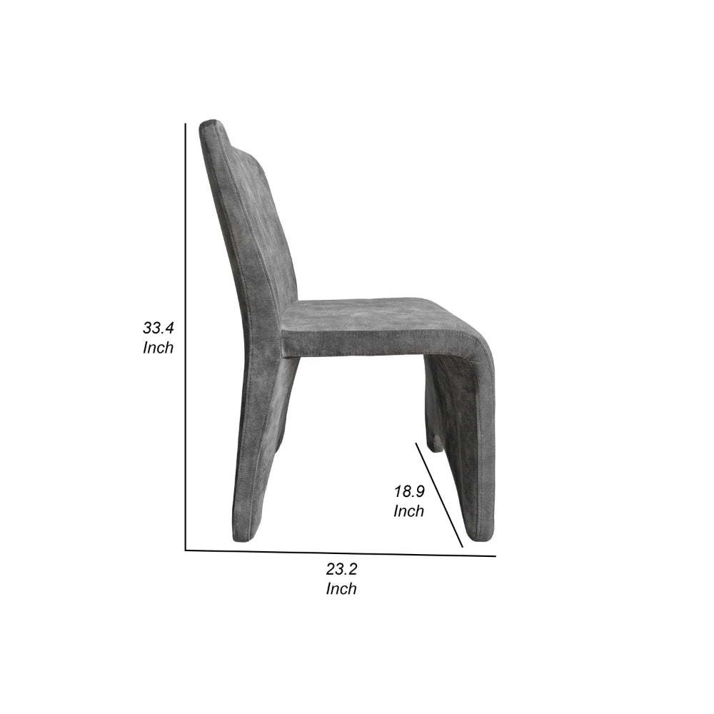Benjara Cid Lou 19 Inch Side Dining Chair Set of 2, Gray Polyester, Panel Frame