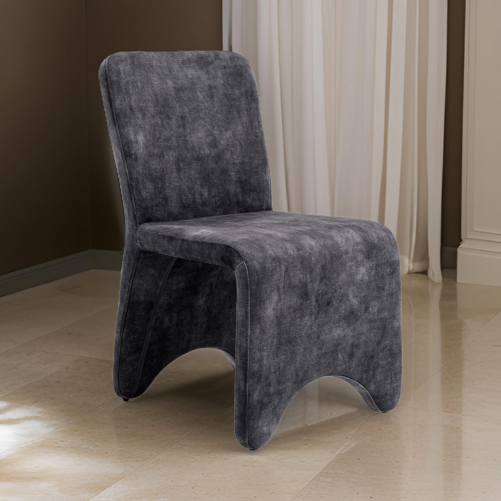Benjara Cid Lou 19 Inch Side Dining Chair Set of 2, Gray Polyester, Panel Frame