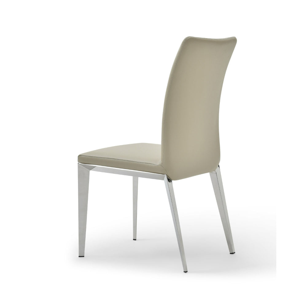 Benjara 18 Inch Side Dining Chair Set of 2, Gray Faux Leather, Steel Tapered Legs