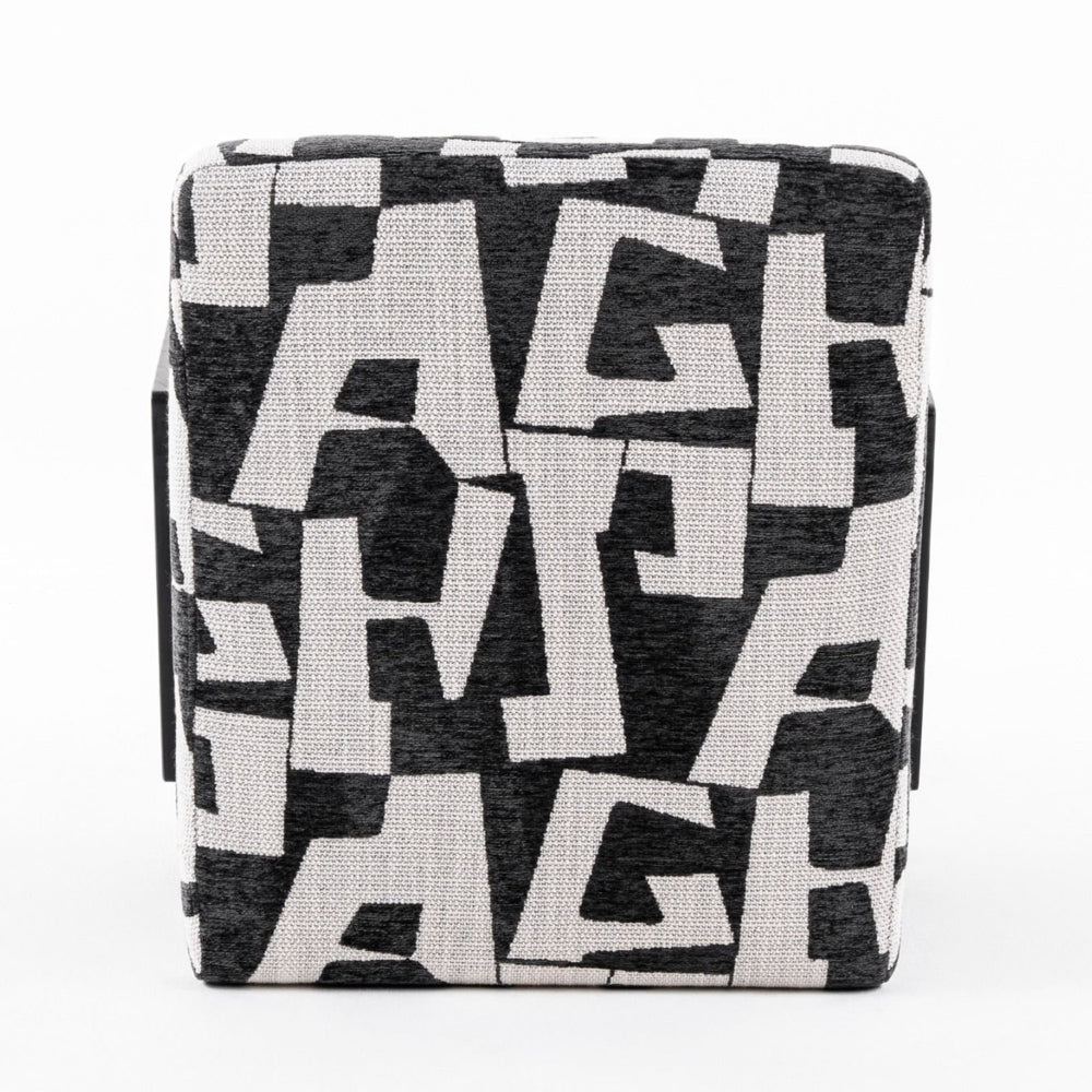 Benjara 27 Inch Accent Chair, Polyester Black And White Geometric Pattern Print