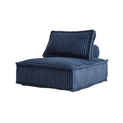 Benjara Vico Accent Chair, Armless Modular Design, Soft Blue Striped Polyester