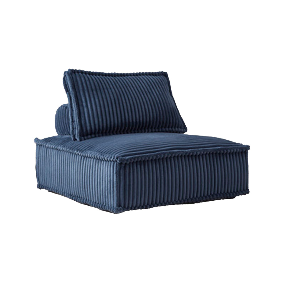 Benjara Vico Accent Chair, Armless Modular Design, Soft Blue Striped Polyester