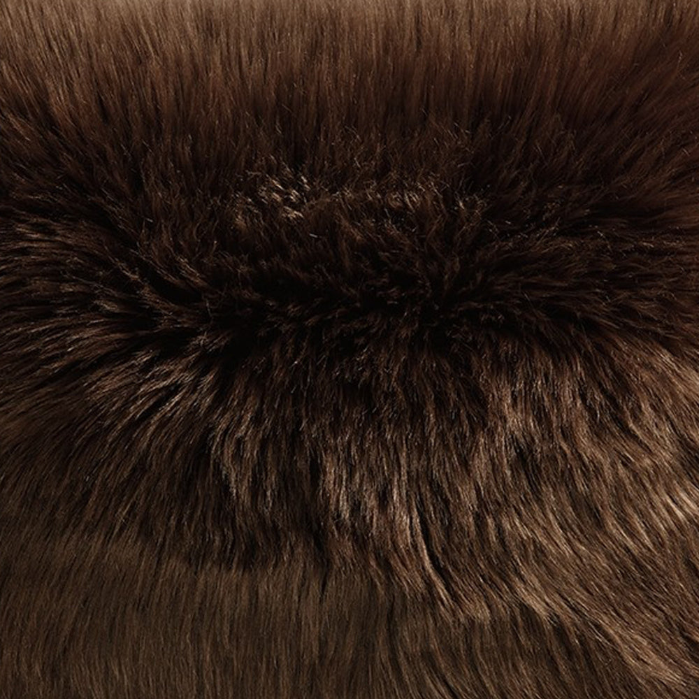 Benjara Throw Pillow Set of 4, 20 Inch, Faux Fur Polyester, Plush Textured Brown