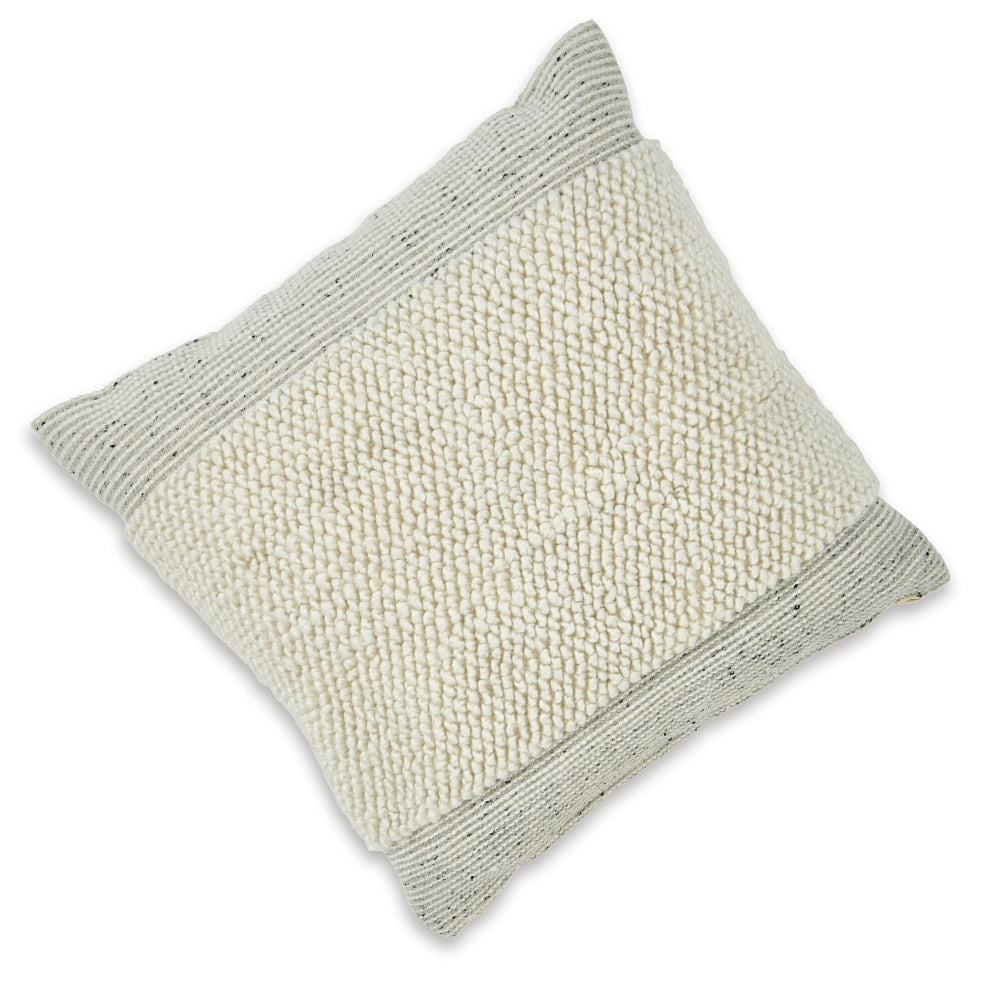 Benjara Throw Pillow Set of 4, 20 Inch, Polyester, Handwoven Stripes, Beige Cotton
