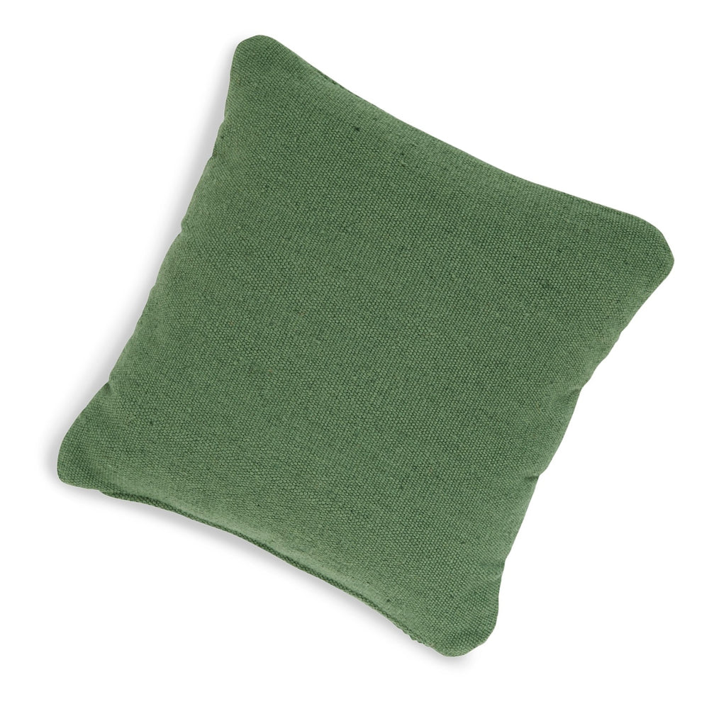 Benjara Dco Throw Pillow Set of 4, Indoor Outdoor, Woven Geometric Design, Green