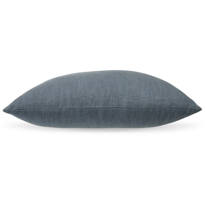 Benjara Ina 22 Inch Accent Throw Pillow Set of 4, Square, Classic Blue Cotton Linen