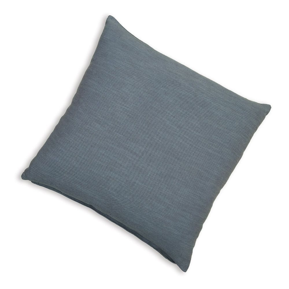 Benjara Ina 22 Inch Accent Throw Pillow Set of 4, Square, Classic Blue Cotton Linen