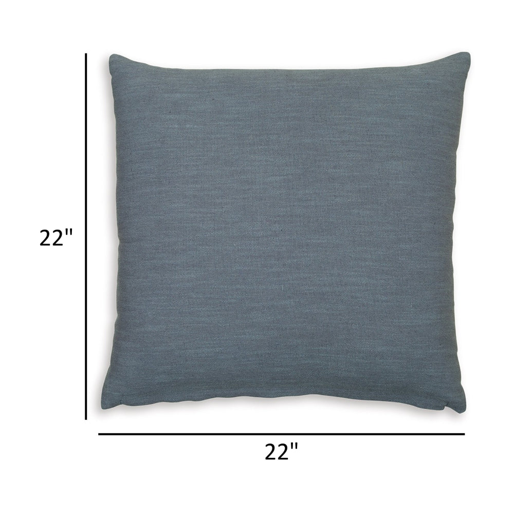 Benjara Ina 22 Inch Accent Throw Pillow Set of 4, Square, Classic Blue Cotton Linen