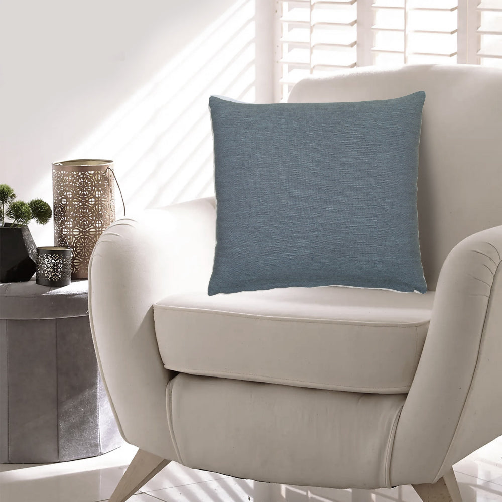 Benjara Ina 22 Inch Accent Throw Pillow Set of 4, Square, Classic Blue Cotton Linen