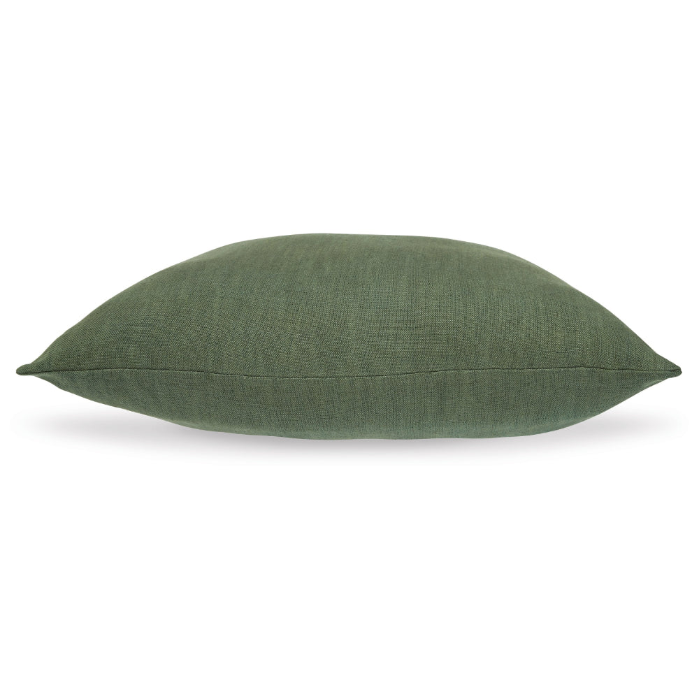 Benjara Ina 22 Inch Accent Throw Pillow Set of 4, Square, Green Cotton Linen