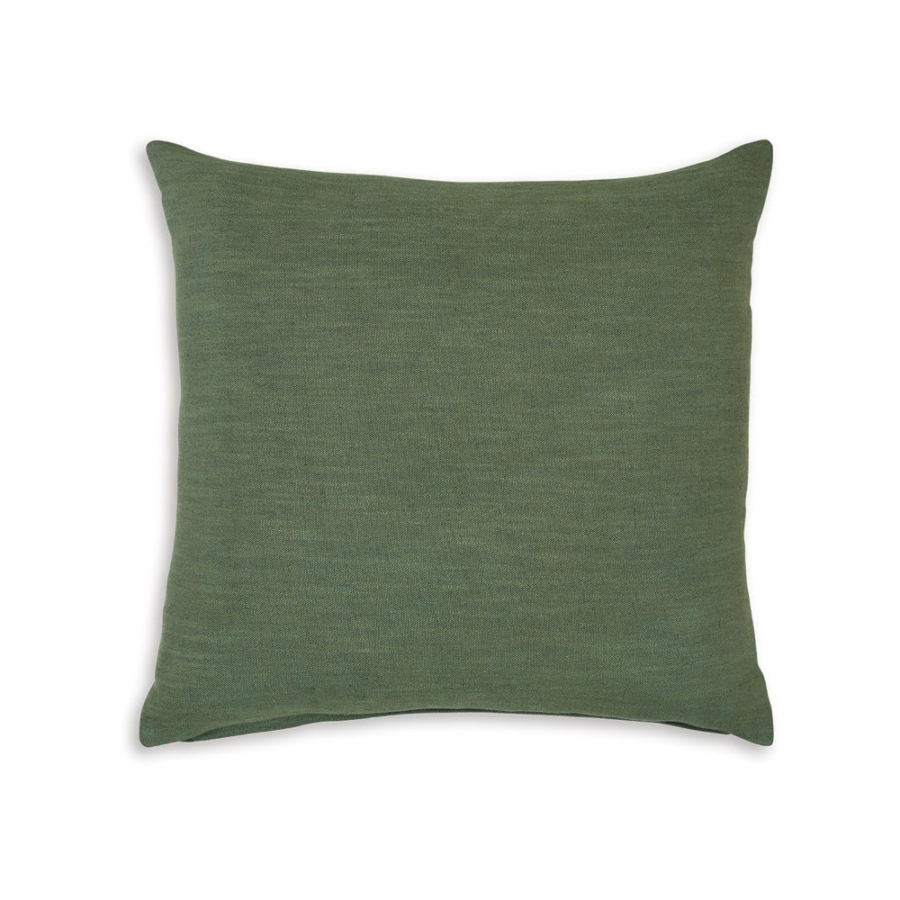 Benjara Ina 22 Inch Accent Throw Pillow Set of 4, Square, Green Cotton Linen