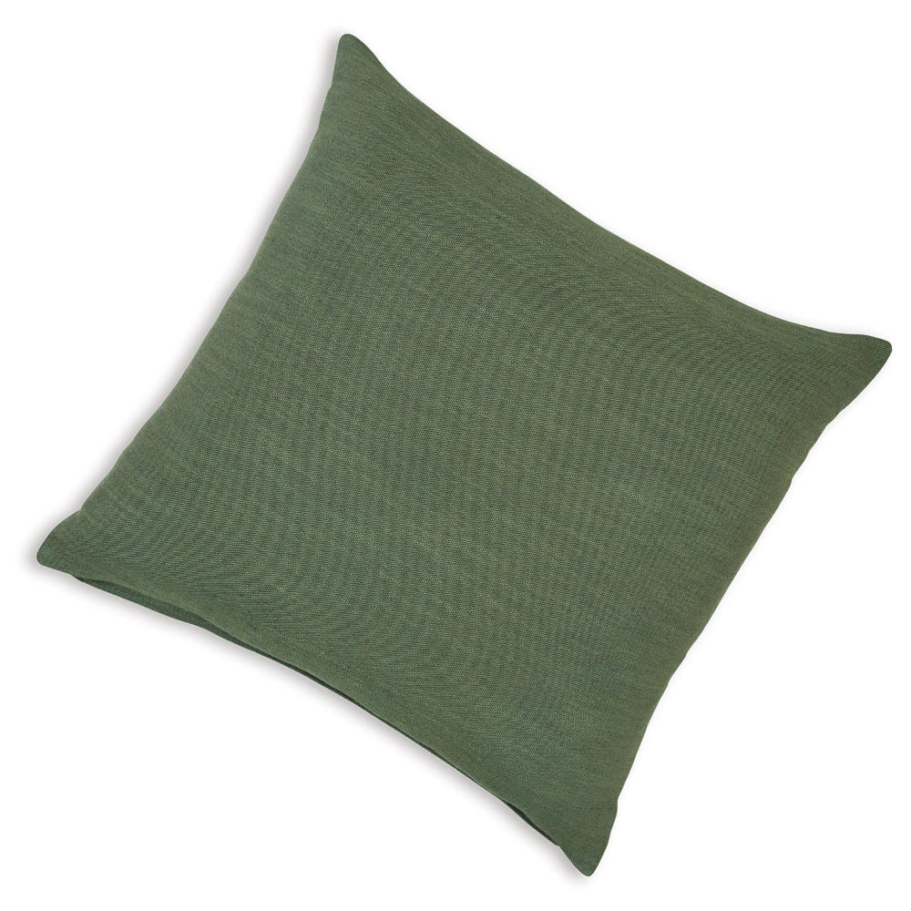 Benjara Ina 22 Inch Accent Throw Pillow Set of 4, Square, Green Cotton Linen