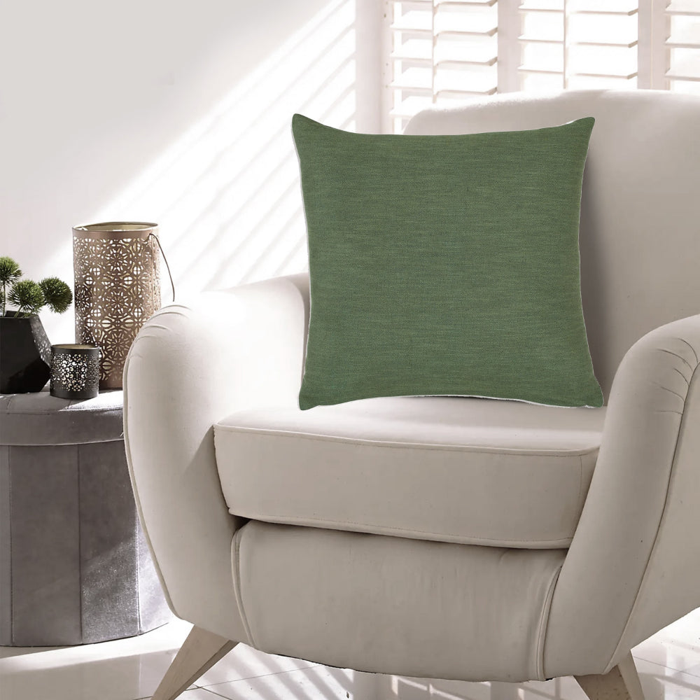 Benjara Ina 22 Inch Accent Throw Pillow Set of 4, Square, Green Cotton Linen