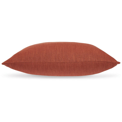 Benjara Ina 22 Inch Accent Throw Pillow Set of 4, Square, Rust Brown Cotton Linen