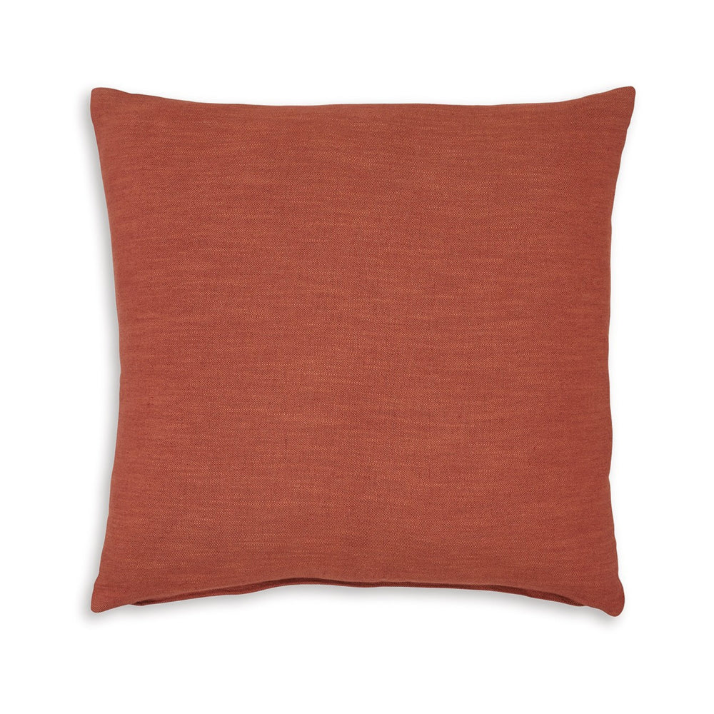 Benjara Ina 22 Inch Accent Throw Pillow Set of 4, Square, Rust Brown Cotton Linen