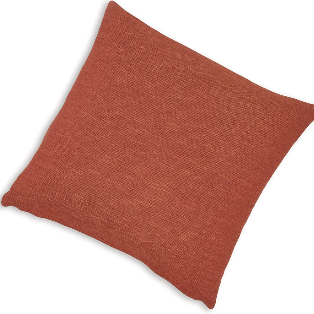 Benjara Ina 22 Inch Accent Throw Pillow Set of 4, Square, Rust Brown Cotton Linen