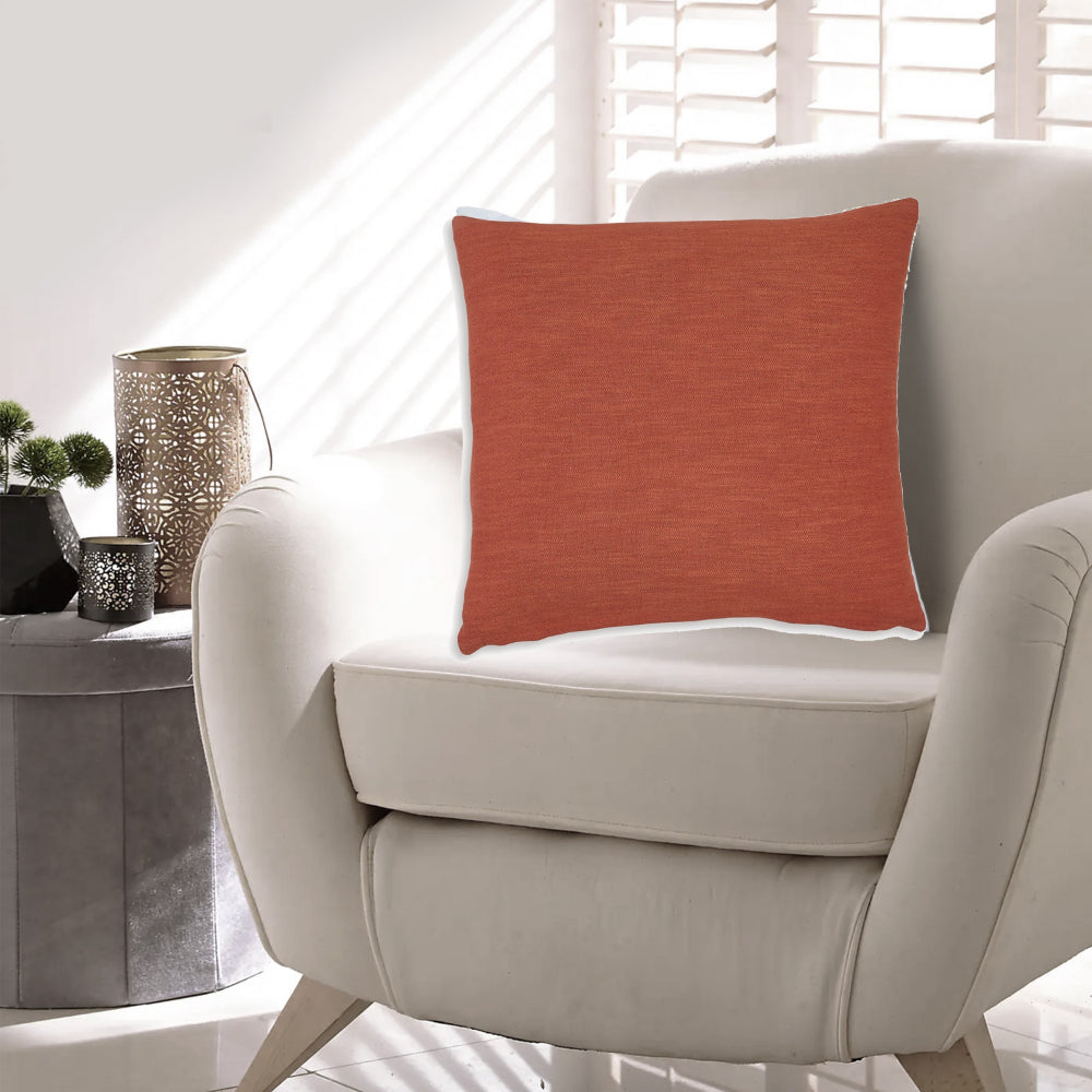 Benjara Ina 22 Inch Accent Throw Pillow Set of 4, Square, Rust Brown Cotton Linen