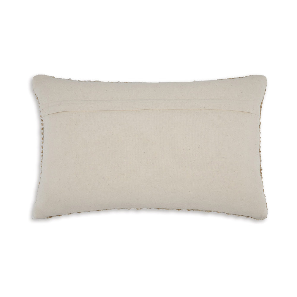 Benjara Anye 14 x 22 Lumbar Throw Pillow Set of 4, Handwoven Striped Tan Ivory Wool