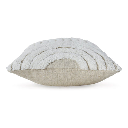 Benjara Aris 14 x 22 Lumbar Throw Pillow Set of 4, Geometric Design, White, Tan