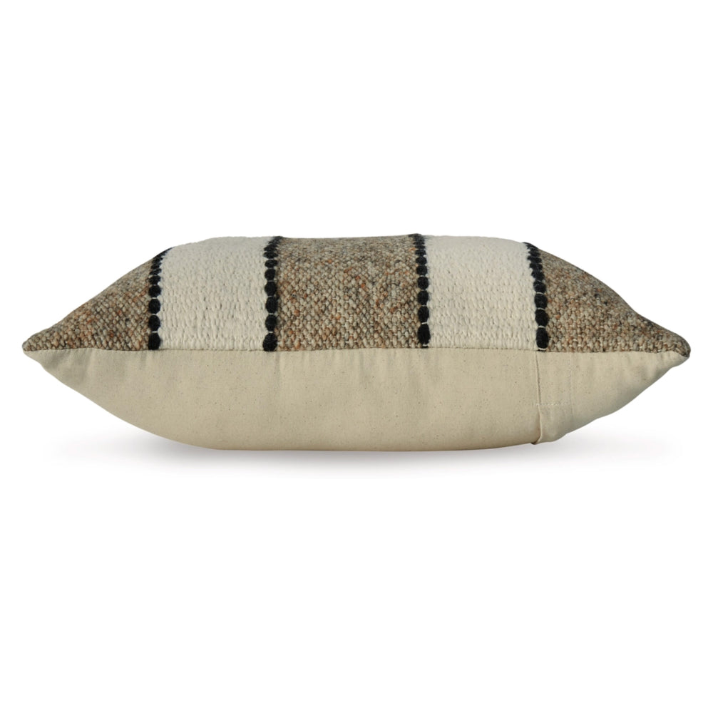 Benjara Fordy 20 Inch Decorative Throw Pillow Set of 4, Woven Stripes, Ivory, Tan