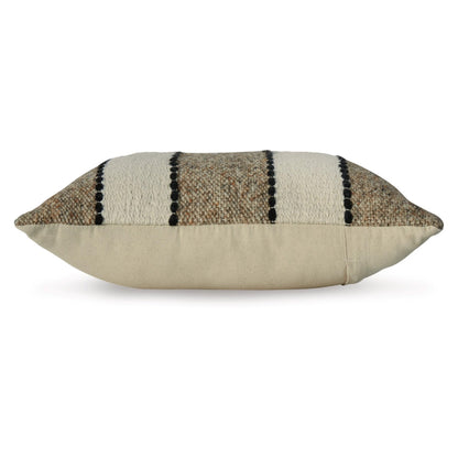 Benjara Fordy 20 Inch Decorative Throw Pillow Set of 4, Woven Stripes, Ivory, Tan
