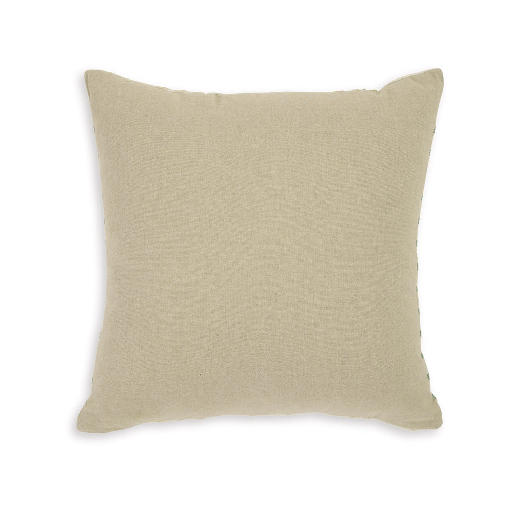 Benjara Tony 20 Inch Throw Pillow Set of 4, Striped Design, White And Green Cotton