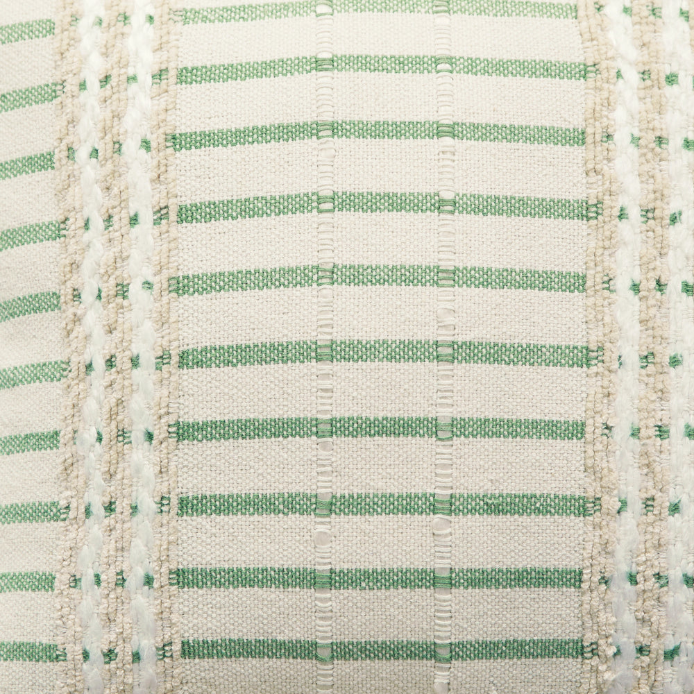 Benjara Tony 20 Inch Throw Pillow Set of 4, Striped Design, White And Green Cotton
