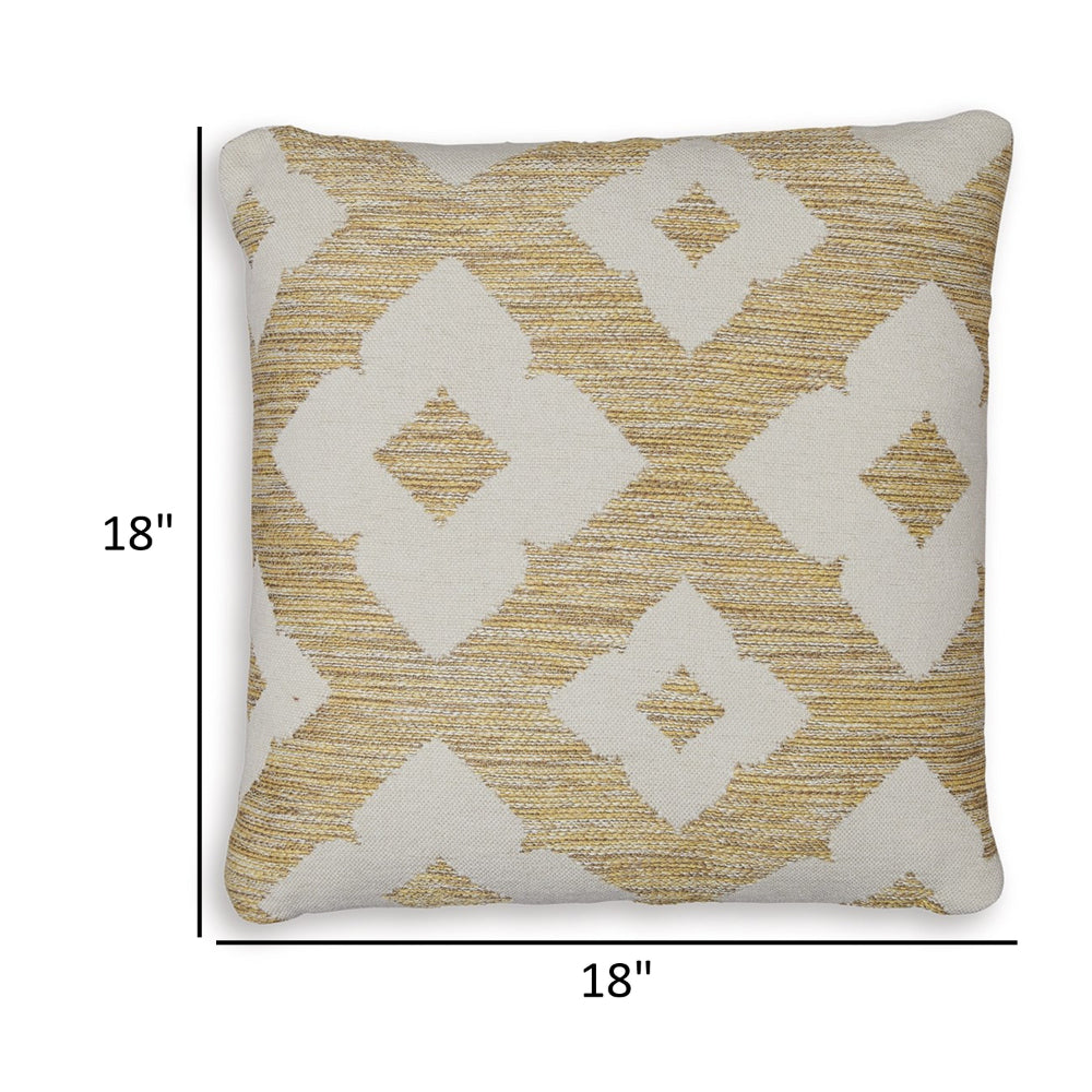 Benjara Neyr 18 Inch Throw Pillow Set of 4, Indoor Outdoor, Yellow White Floral
