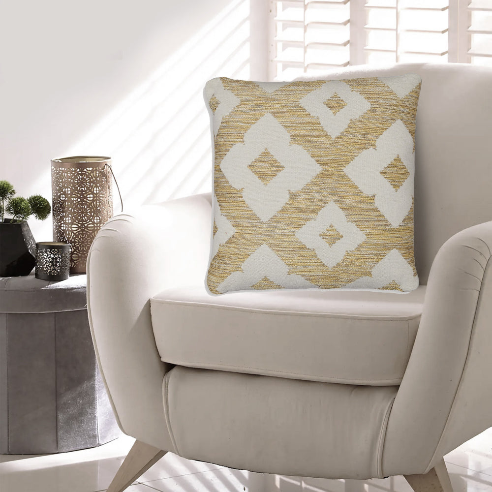 Benjara Neyr 18 Inch Throw Pillow Set of 4, Indoor Outdoor, Yellow White Floral