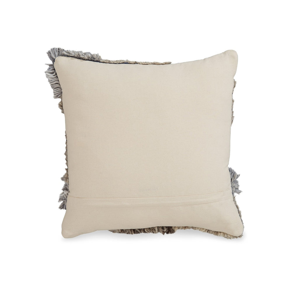 Benjara Throw Pillow Set of 4, 20 Inch, Cotton, Knotted Stripes, Patchwork, Blue