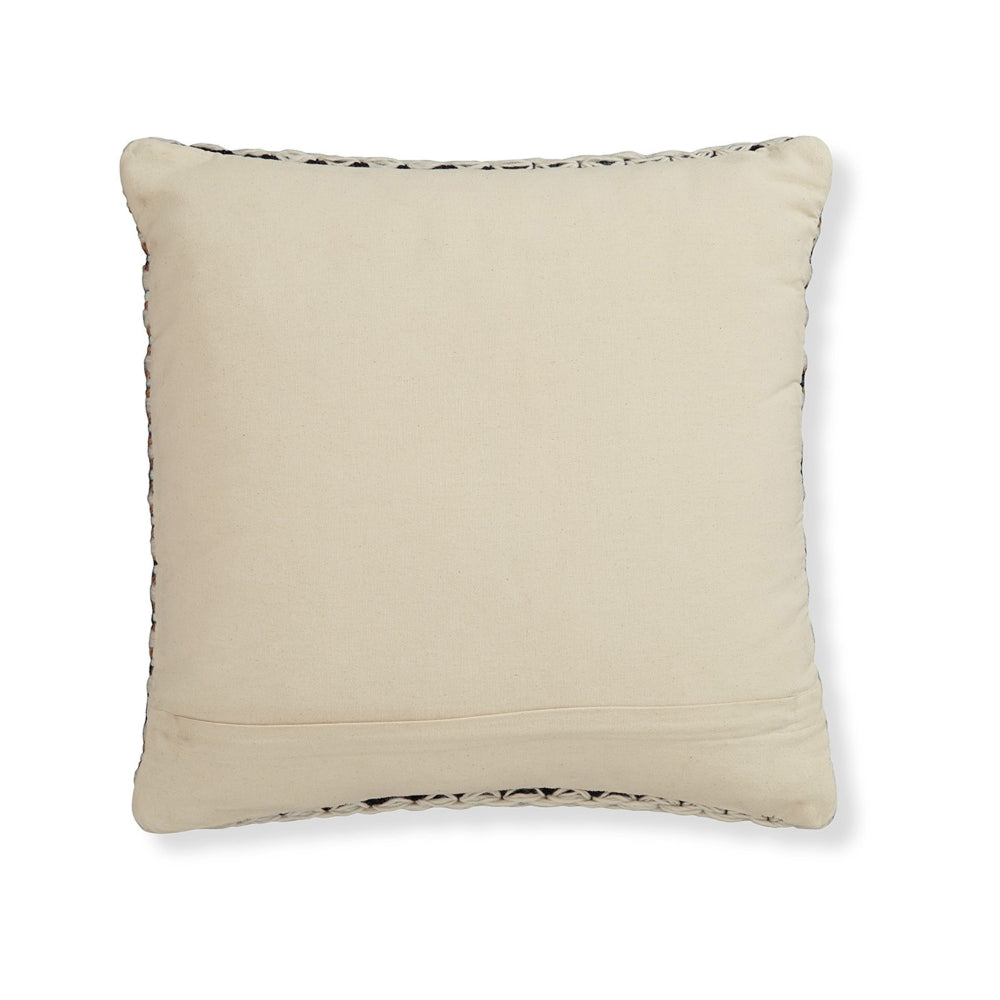 Benjara Throw Pillow Set of 4, 20 Inch, Cotton, Woven Striped Design, Beige, Black