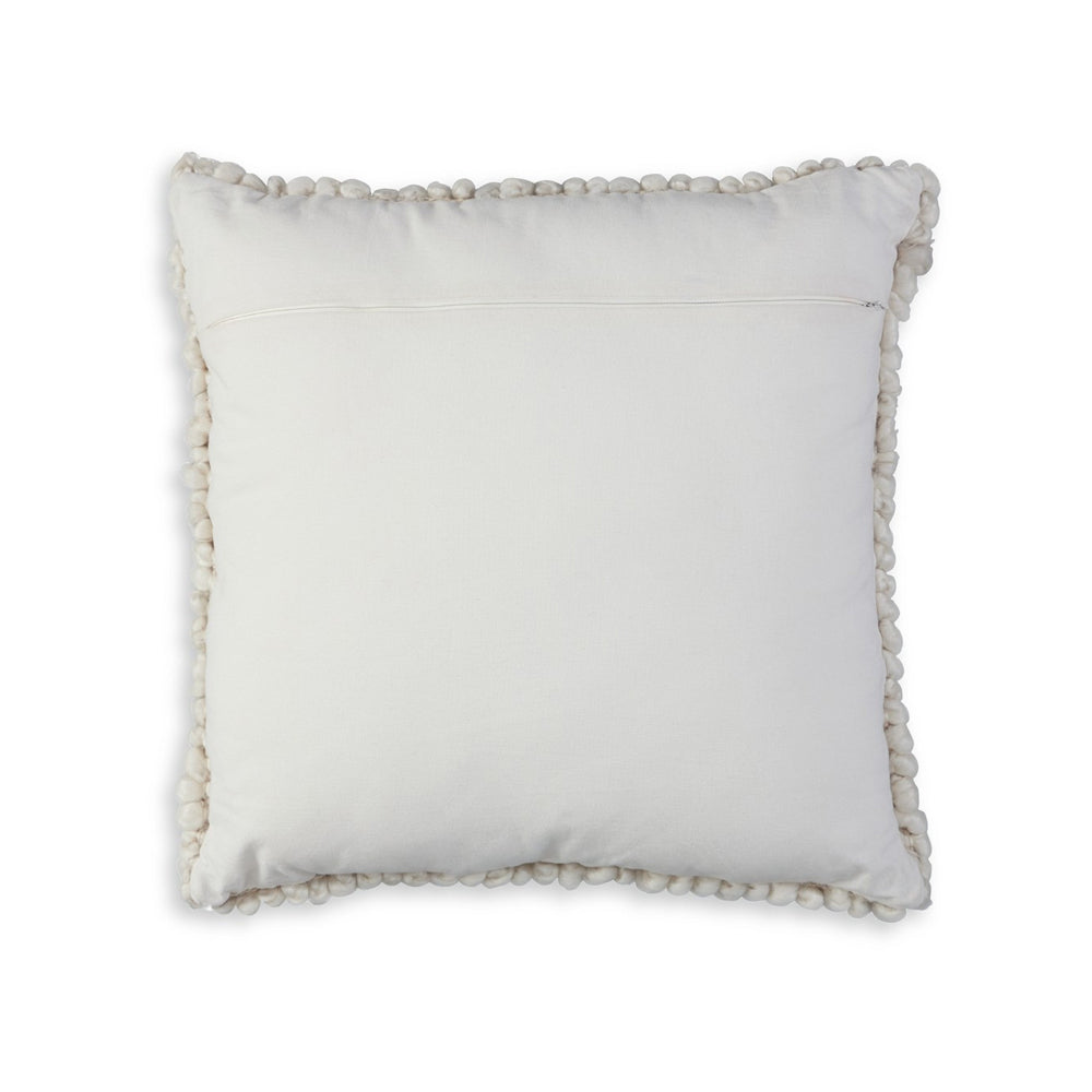 Benjara Throw Pillow Set of 4, 20 Inch, Modern Looped Design, Soft White Cotton