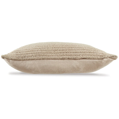 Benjara Lumbar Throw Pillow Set of 4, 14 x 22, Polyfill Textured Light Brown Cotton