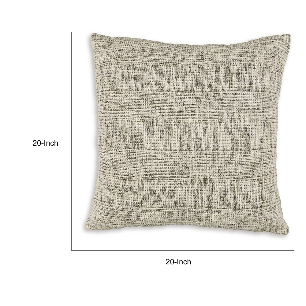 Benjara Throw Pillow Set of 4, 20 Inch Square, Cotton, Black And White Stripes