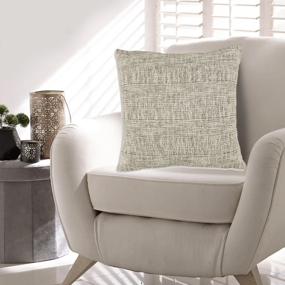 Benjara Throw Pillow Set of 4, 20 Inch Square, Cotton, Black And White Stripes